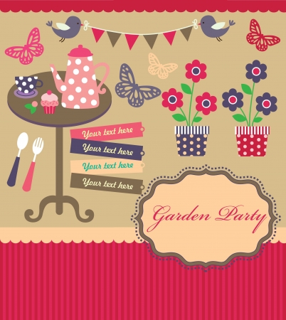 garden party cute collection illustrationのイラスト素材
