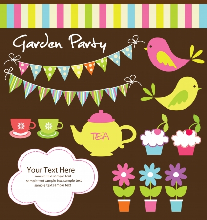 garden party cute collection  illustrationのイラスト素材