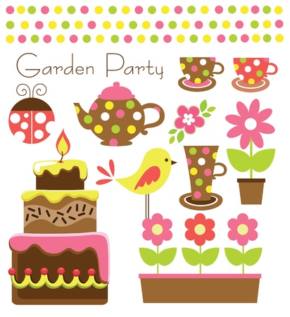 garden party cute collection illustrationのイラスト素材