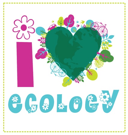ecology card design illustrationのイラスト素材
