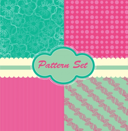 cute pattern set  vector illustrationのイラスト素材