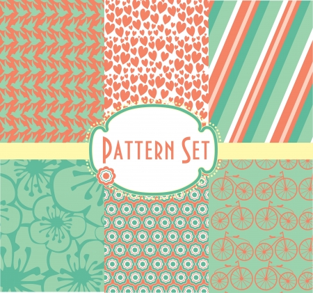 cute pattern set  vector illustrationのイラスト素材