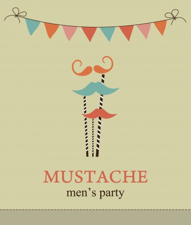 mustache party card  illustrationのイラスト素材