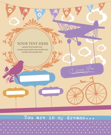 vintage objects collection  illustrationのイラスト素材