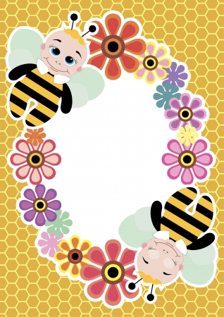 cute card with honey bee  vector illustrationのイラスト素材