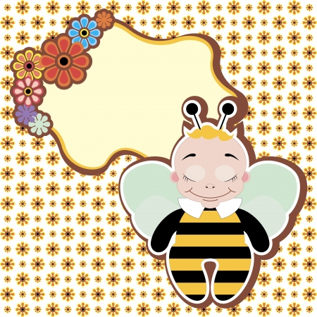 cute card with honey bee  illustrationのイラスト素材