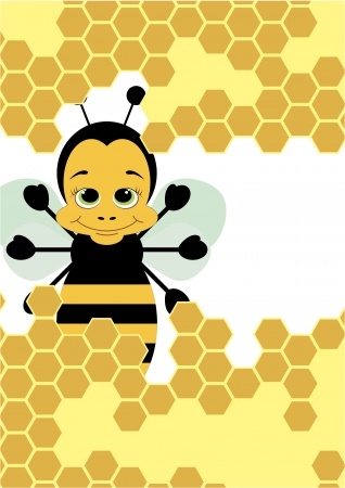 cute card with honey bee illustrationのイラスト素材