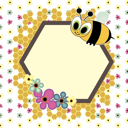 cute card with honey bee illustrationのイラスト素材