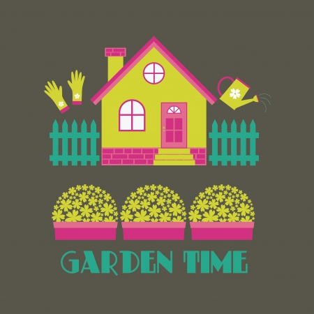garden time card design illustrationのイラスト素材