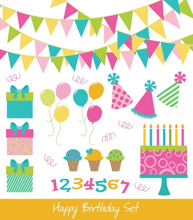 happy birthday collection  illustrationのイラスト素材