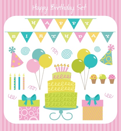 happy birthday collection illustrationのイラスト素材