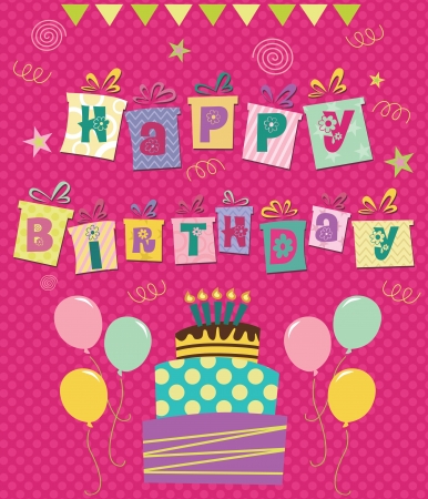 happy birthday greeting card  illustrationのイラスト素材