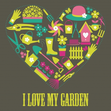 I love my garden card design  のイラスト素材