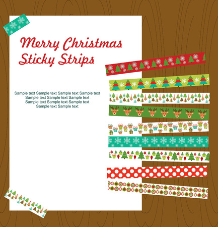 merry christmas sticky strips design. vector illustrationのイラスト素材