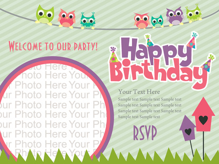 happy birthday invitation card design. vector illustrationのイラスト素材