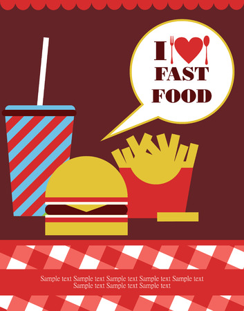 I love fast food card design. vector illustrationのイラスト素材