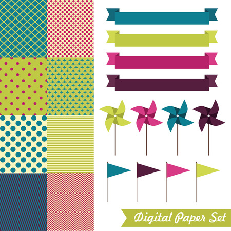 digital paper set. vector illustrationのイラスト素材