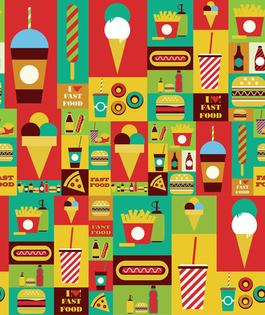 fast food seamless pattern design. vector illustrationのイラスト素材