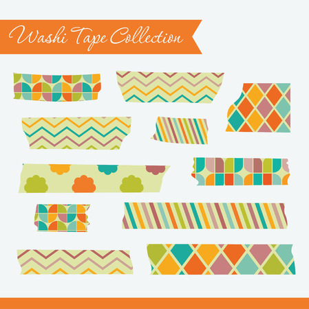 cute washi tape collection. vector illustrationのイラスト素材