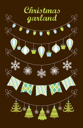 christmas garland collection. vector illustrationのイラスト素材