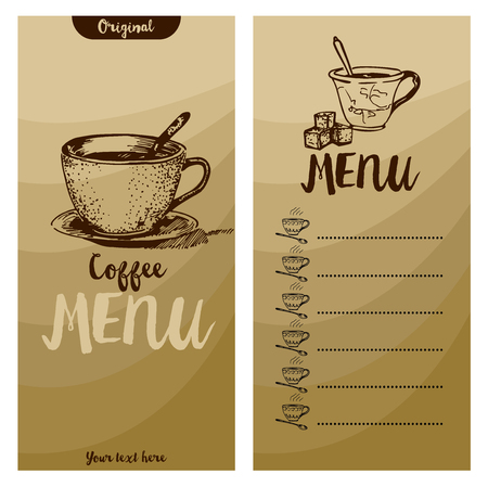 Coffee menu card for different types of coffee. Vector Illustrationのイラスト素材