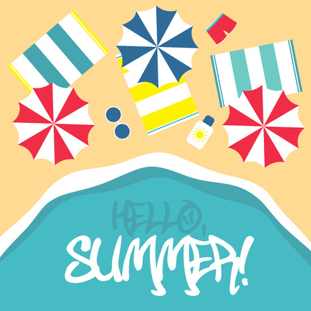Summer hello beach Vector illustration.のイラスト素材