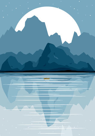 Landscape with forest and mountains. Vector illustrationのイラスト素材