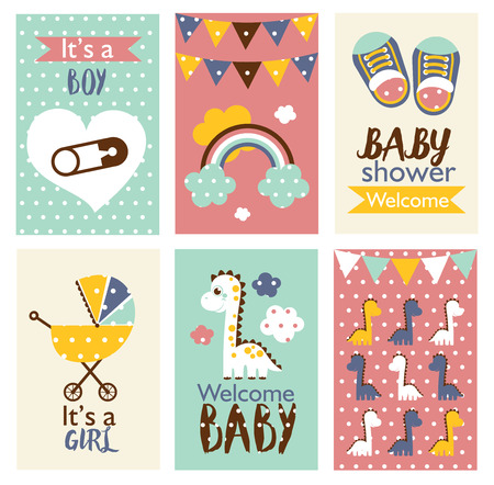 Set of baby shower design. Vector illustrationのイラスト素材