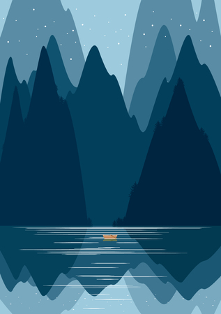 Landscape with forest and mountains. Vector illustrationのイラスト素材