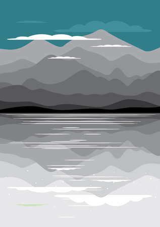 Landscape with forest and mountains. Vector illustrationのイラスト素材