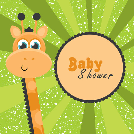 Baby shower with cute blue giraffeのイラスト素材