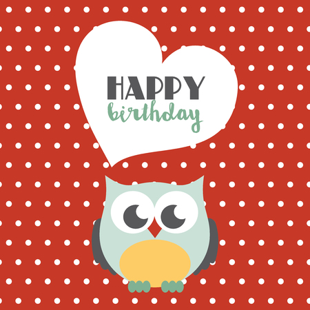 Happy owl birthday card design Vector illustration.のイラスト素材