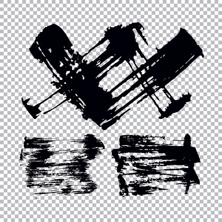 Set of black paint, ink, grunge, dirty brush strokes. Vector illustrationのイラスト素材