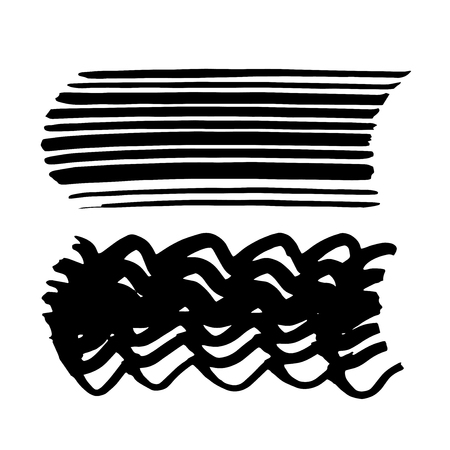Set of black paint, ink, grunge, dirty brush strokes. Vector illustrationのイラスト素材