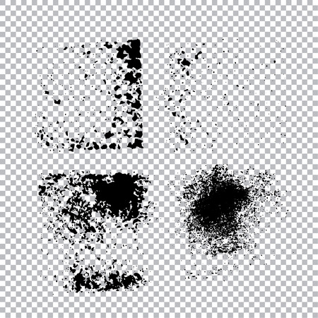 Set of black paint, ink, grunge, dirty brush strokes. Vector illustrationのイラスト素材