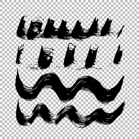 Set of black paint, ink, grunge, dirty brush strokes. Vector illustrationのイラスト素材