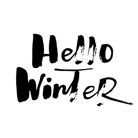 Hello winter card. Hand drawn lettering background. Positive quote for your design. Vector illustrationのイラスト素材