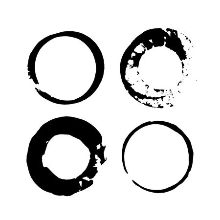 Set of black paint, ink, grunge, dirty brush strokes. Vector illustrationのイラスト素材