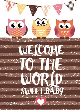 Owl baby shower design. Vector illustrationのイラスト素材