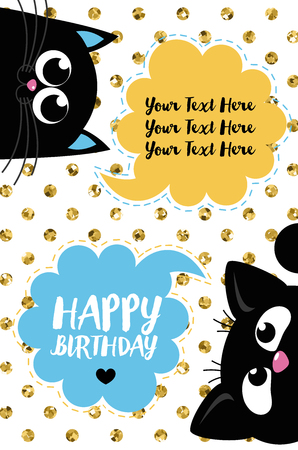 cute creative cards templates with Happy birthday theme design. Hand Drawn card for birthday, anniversary, party invitations, scrapbooking. Vector illustrationのイラスト素材