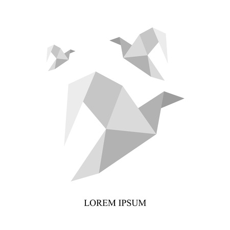 Indoor flight, Origami Birds. Vector Illustrationのイラスト素材