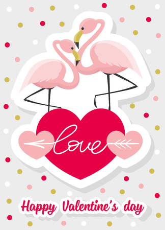 LOVE Happy St.Valentine's day card. Vector illustrationのイラスト素材