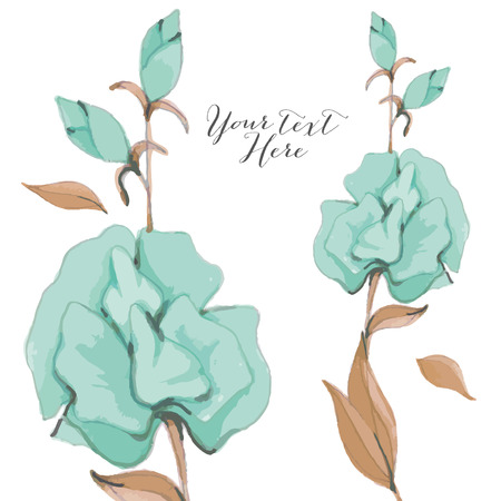 Hand Painted Watercolor Vector Flowers illustration.のイラスト素材