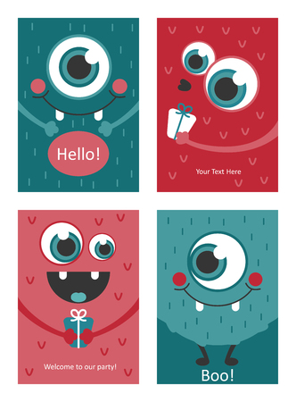 Monster party card design. Vector illustrationのイラスト素材