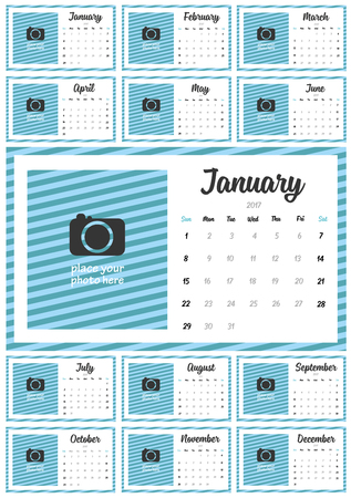 2017 Calendar Planner Design. Vector Illustrationのイラスト素材