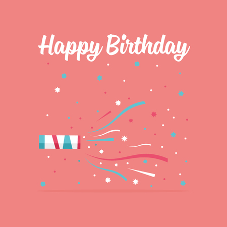 Exploding party popper with confetti and streamer. Vector Illustrationのイラスト素材