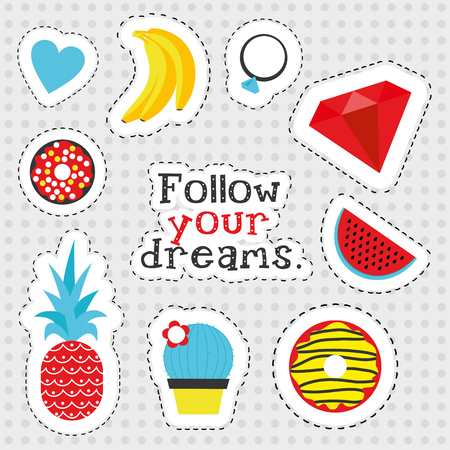 Set of fun stickers. Vector illustration.のイラスト素材