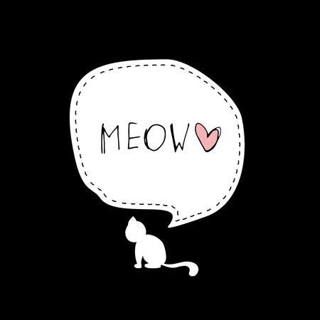 Cat illustration, T-shirt Graphics, Black and white, cute cat graphic, vector cat pattern.Vector Illustrationのイラスト素材