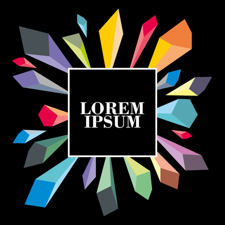 Vector illustration with creative colorful abstract geometric shape forming a glass fireworks burst made of trianglesのイラスト素材