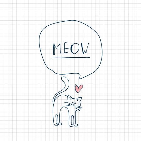 Cat illustration, T-shirt Graphics, Black and white, cute cat graphic, vector cat pattern.Vector Illustrationのイラスト素材